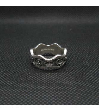R002116 Sterling Silver Ring Wave Band Emoticons Smiles Solid Genuine Hallmarked 925